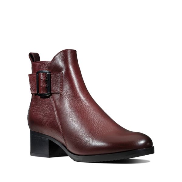 Clarks Womens Mila Charm Ankle Boots Burgundy | UK-2683415